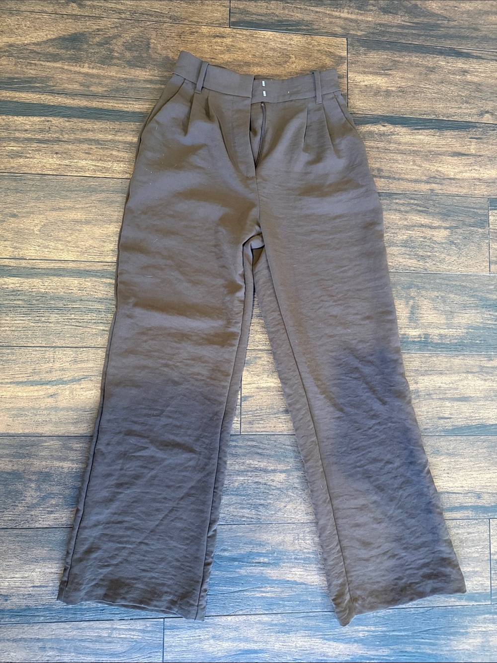 Abercrombie & Fitch Brown High-Rise Wide Leg Trousers